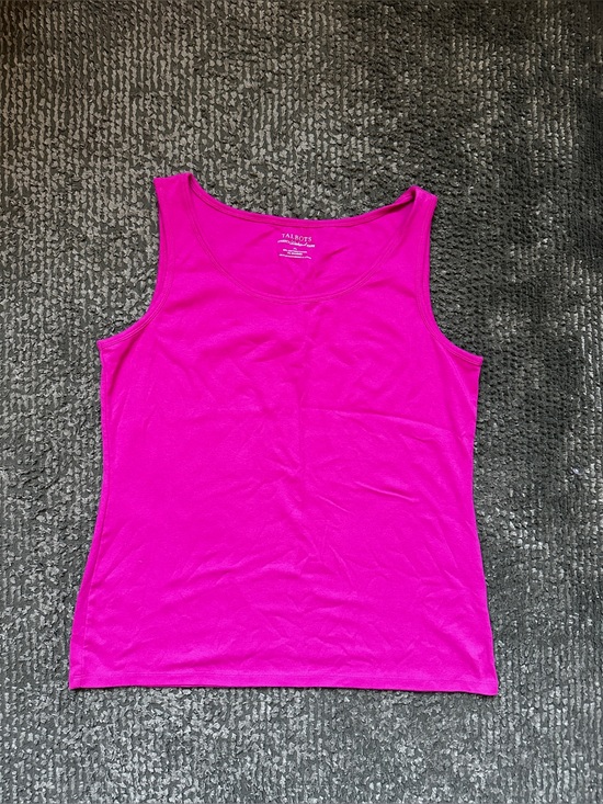 Talbots Tops - Talbots Stretch Weekend Tank Top XL Hot Pink Cotton Spandex Scoop Neck Basic